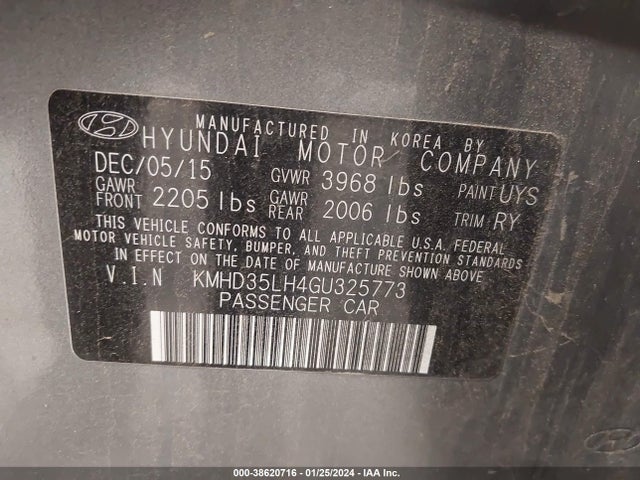 Aukcja sprzedaży 2016 Hyundai Elantra Gt, vin: KMHD35LH4GU325773, numer aukcji: 38620716