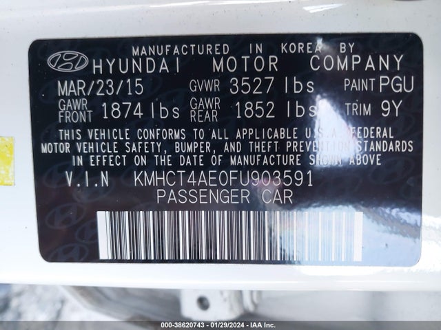 Hyundai ACCENT GLS 2015 KMHCT4AE0FU903591 Image 9