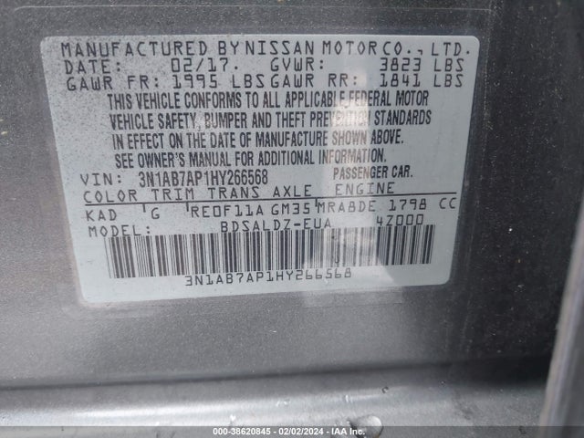 Nissan SENTRA SV 2017 3N1AB7AP1HY266568 Image 9