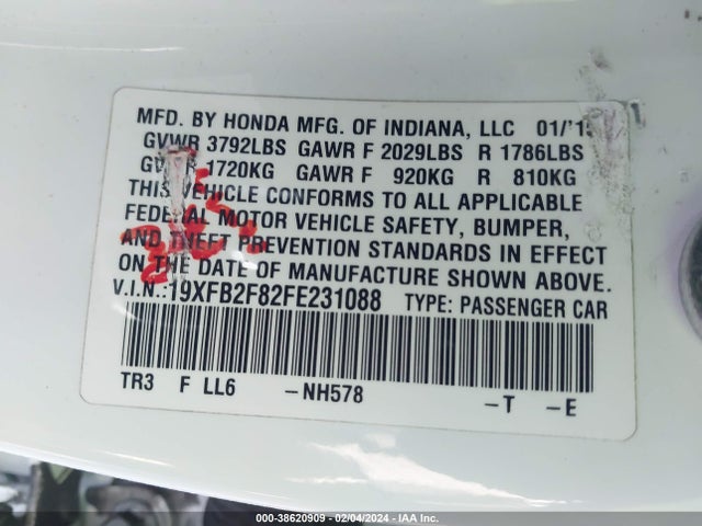 Honda CIVIC EX 2015 19XFB2F82FE231088 Image 9