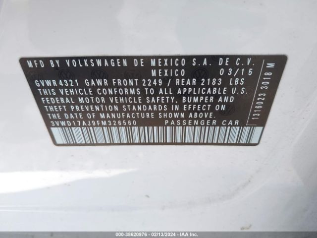 3VWD17AJ9FM326560 Volkswagen Jetta 1.8t Sport