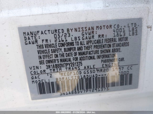 Nissan Sentra Sr Xtronic Cvt 2023 3N1AB8DV7PY291375 Image 9