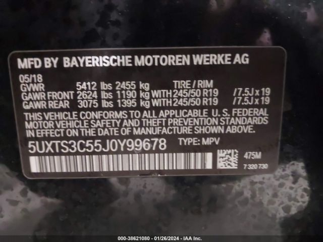 5UXTS3C55J0Y99678 BMW X3 M40i