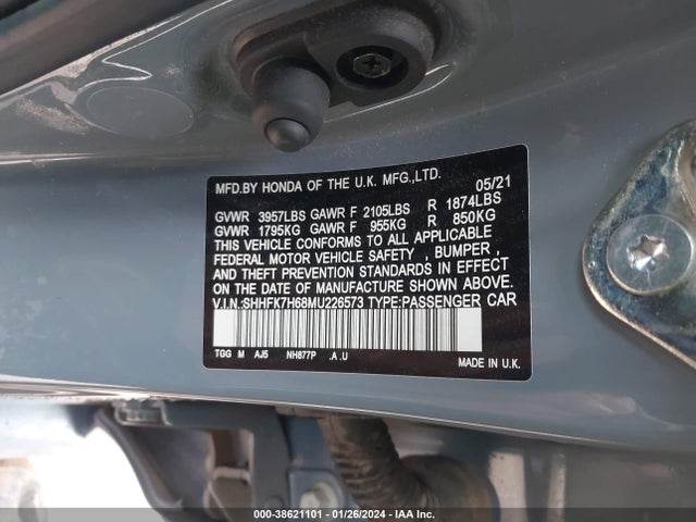 Honda CIVIC EX 2021 SHHFK7H68MU226573 Image 9