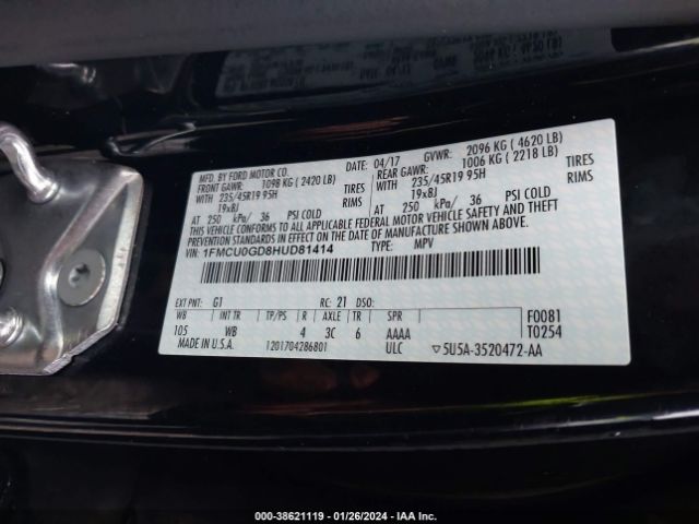 1FMCU0GD8HUD81414 Ford ESCAPE SE
