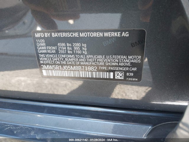 BMW 330I 2021 3MW5R1J05M8B71982 Image 9
