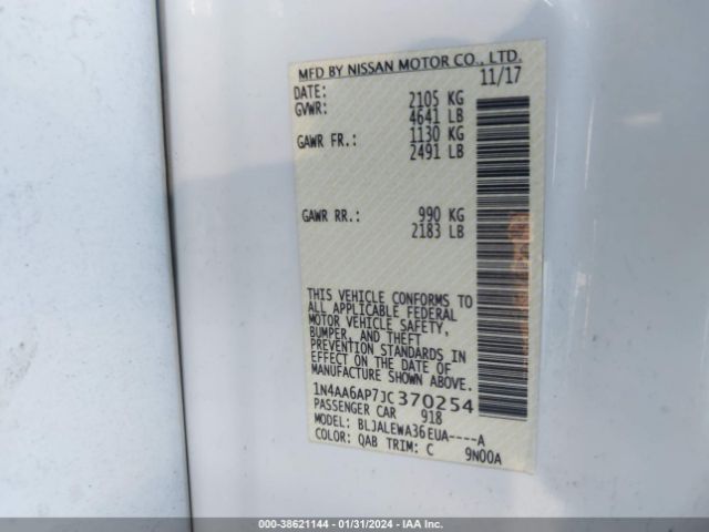 1N4AA6AP7JC370254 Nissan Maxima 3.5 Sl