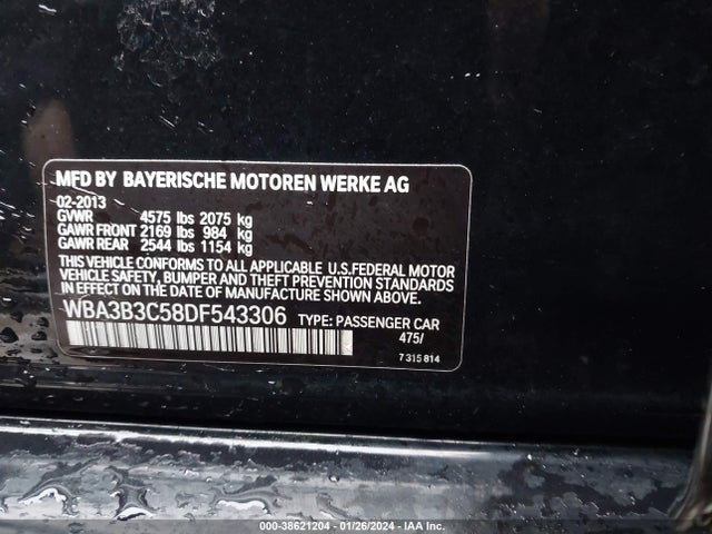 2013 BMW 328I XDRIVE VIN: WBA3B3C58DF543306