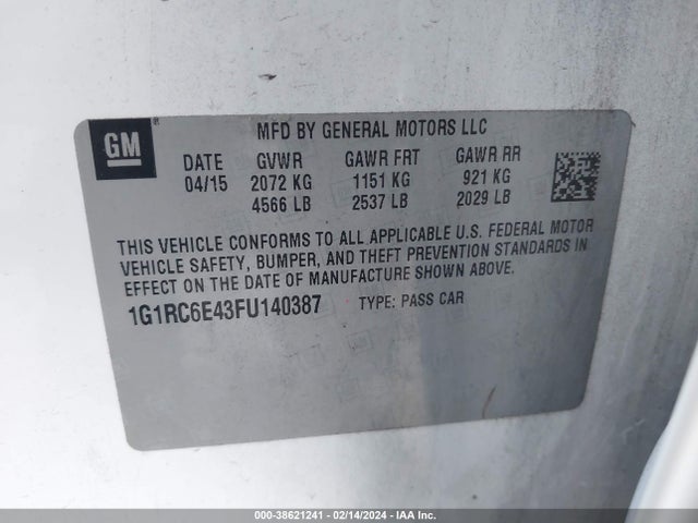 Chevrolet Volt 2015 1G1RC6E43FU140387 Image 9