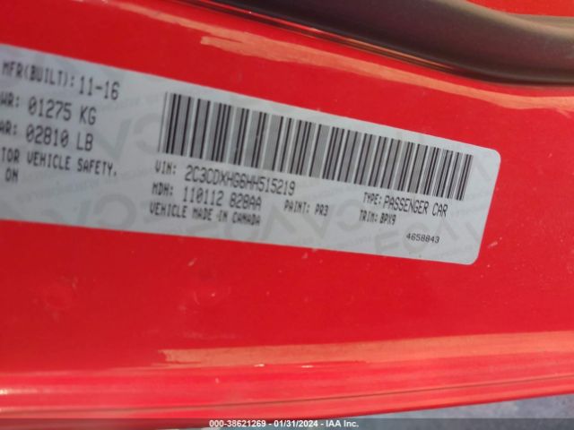 2C3CDXHG6HH515219 Dodge Charger Sxt Rwd