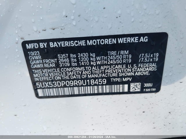 BMW X3 Xdrive30i 2024 5UX53DP09R9U18459 Image 9