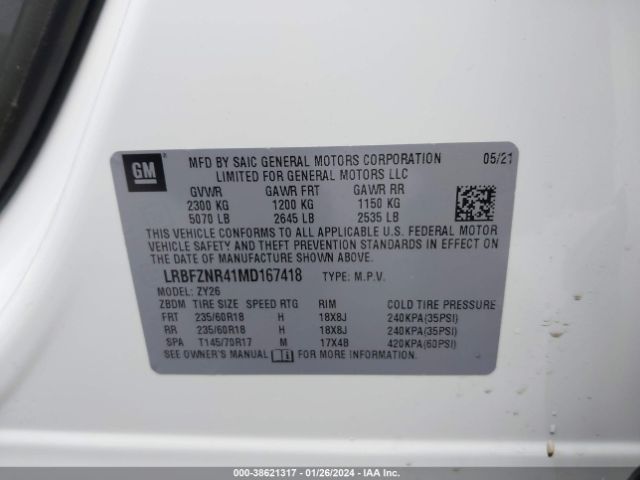 2021 BUICK ENVISION LRBFZNR41MD167418 Photo 8