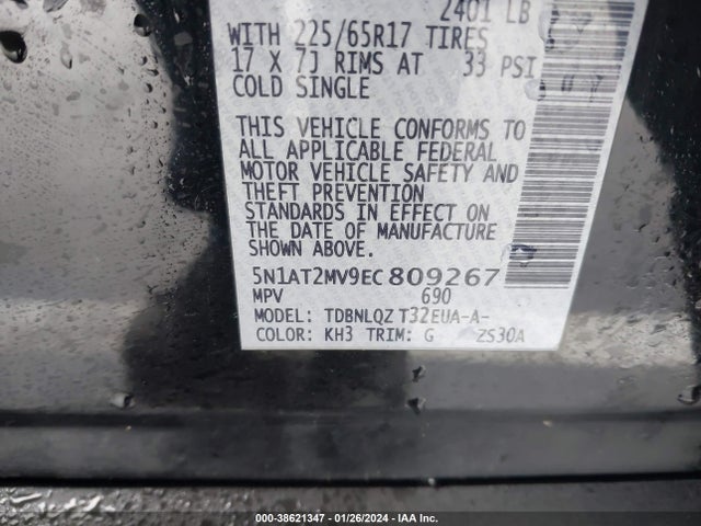 Nissan ROGUE SV 2014 5N1AT2MV9EC809267 Image 9