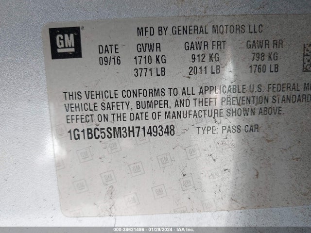 Chevrolet Cruze Ls Auto 2017 1G1BC5SM3H7149348 Image 9