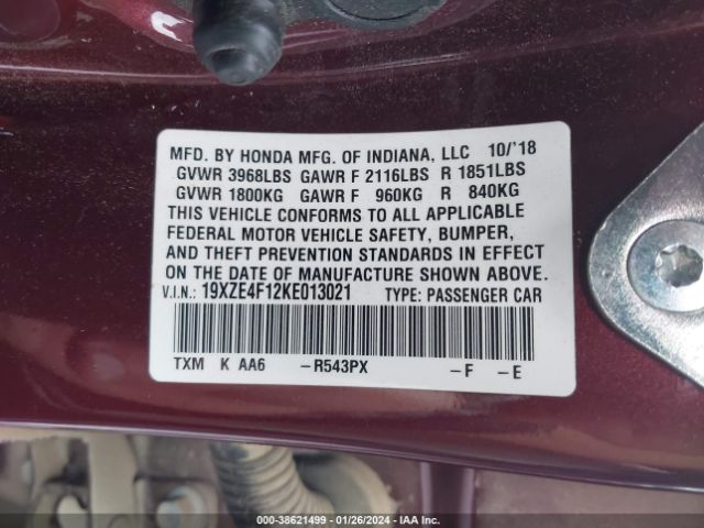 19XZE4F12KE013021 Honda Insight Lx