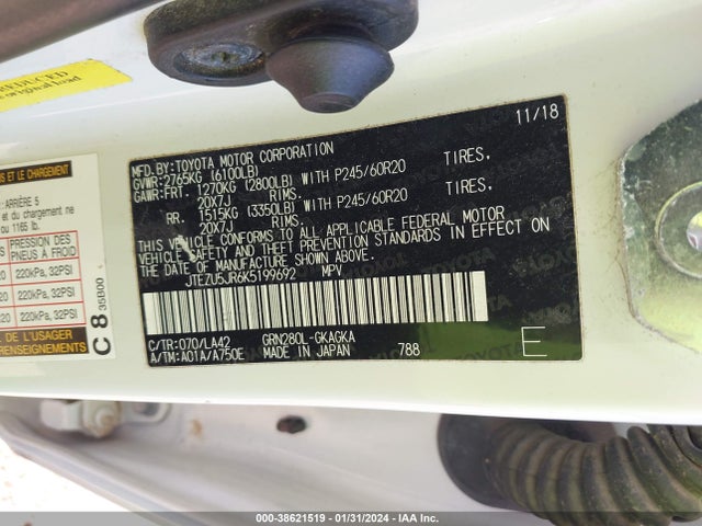 Toyota 4runner Limited 2019 JTEZU5JR6K5199692 Image 9