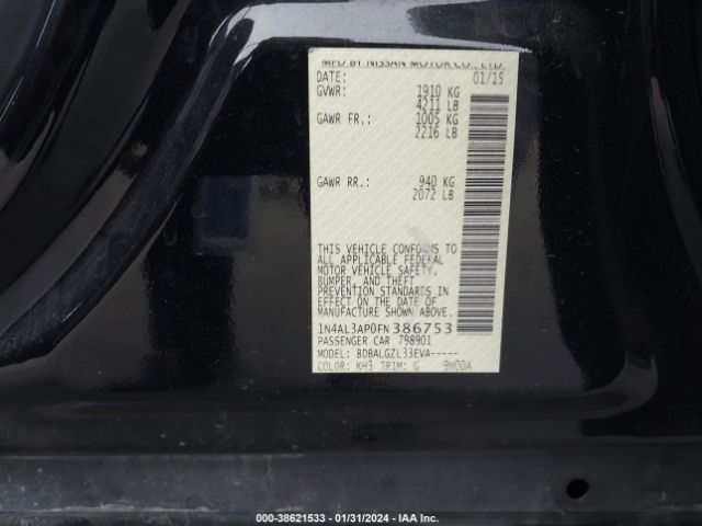 1N4AL3AP0FN386753 Nissan Altima 2.5/2.5 S/2.5 Sl/2.5 Sv