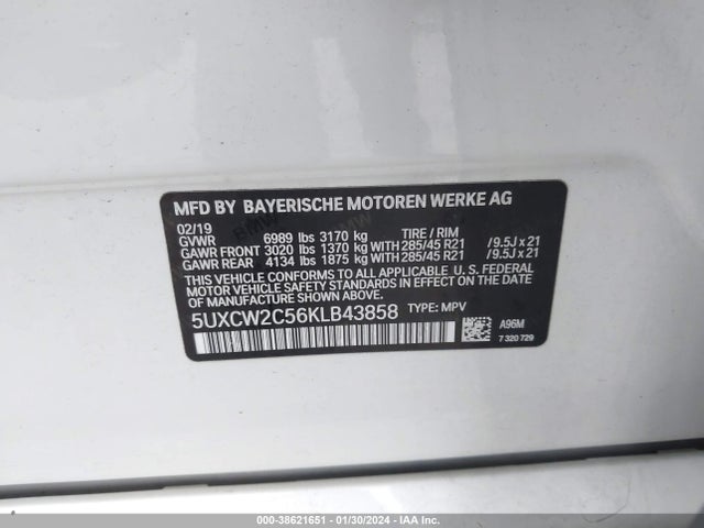 BMW X7 Xdrive40i 2019 5UXCW2C56KLB43858 Image 9