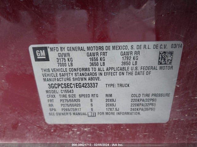 Chevrolet Silverado 1500 1lz 2014 3GCPCSEC1EG423337 Image 9