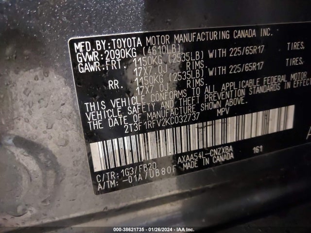 Toyota RAV4 LE 2019 2T3F1RFV2KC032737 Image 9
