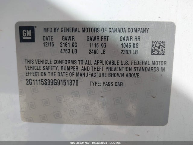 Chevrolet Impala 2lt 2016 2G1115S39G9151370 Image 9