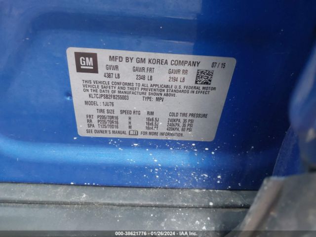 KL7CJPSB2FB255003 Chevrolet Trax 1ls