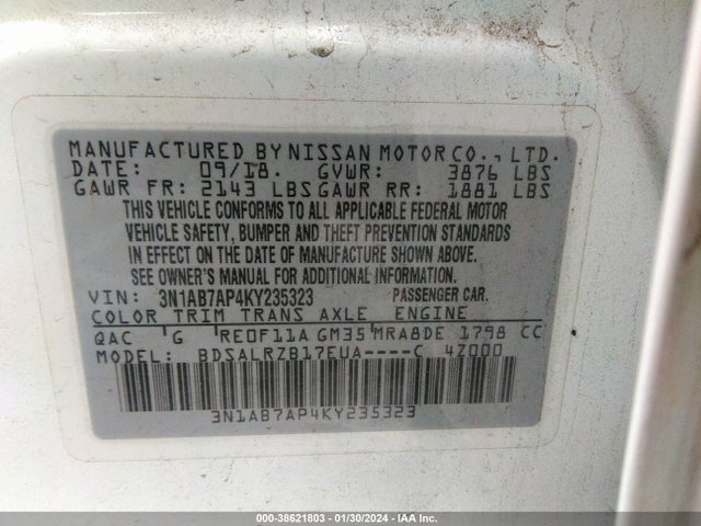 Nissan SENTRA SR 2019 3N1AB7AP4KY235323 Image 9