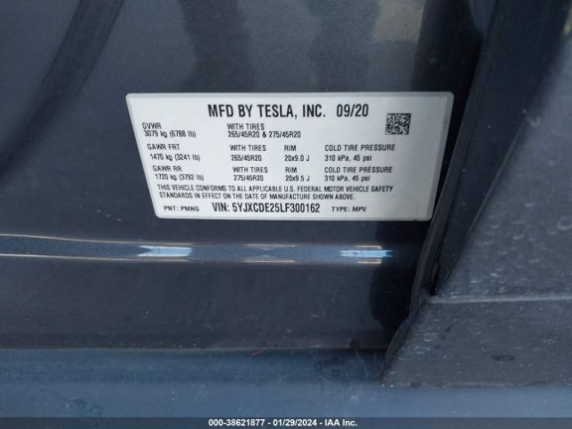 5YJXCDE25LF300162 Tesla Model X Long Range Dual Motor All-wheel Drive/long Range Plus Dual Motor All-wheel Drive