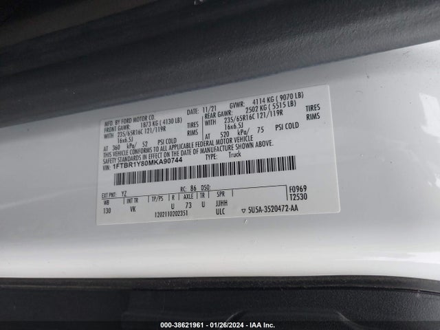 Ford Transit-250 2021 1FTBR1Y80MKA90744 Image 9
