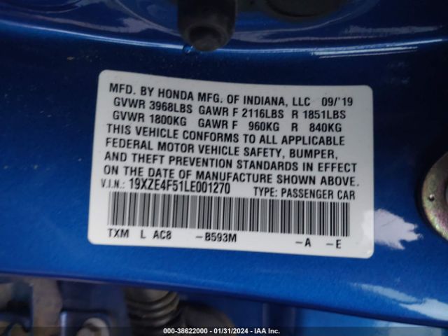 19XZE4F51LE001270 Honda INSIGHT EX