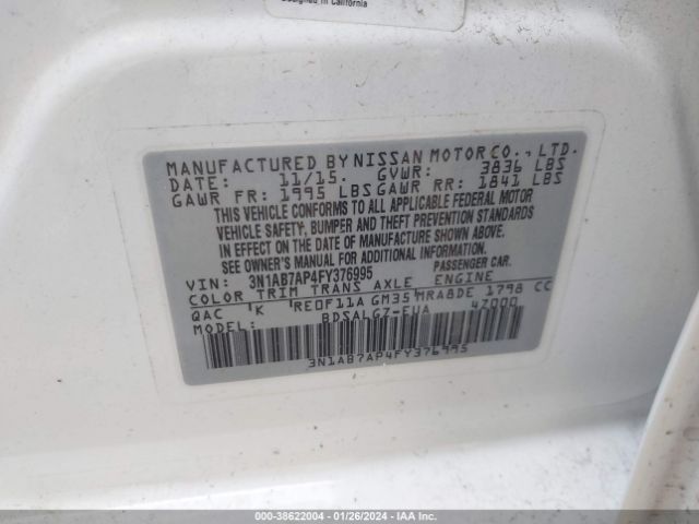 3N1AB7AP4FY376995 Nissan SENTRA SL