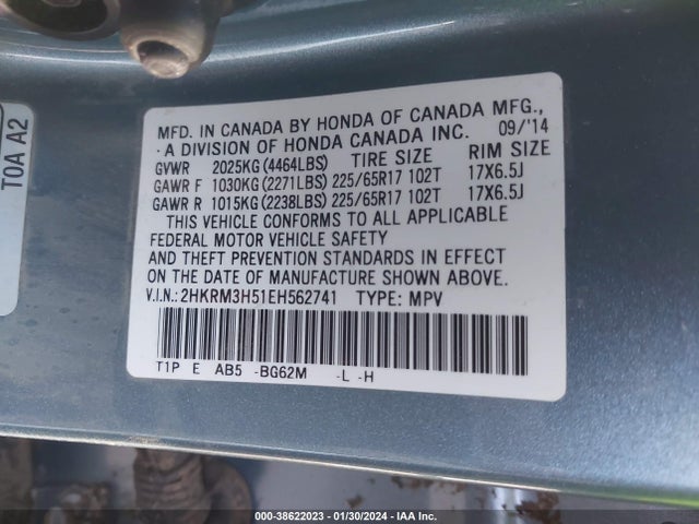 Honda CR-V EX 2014 2HKRM3H51EH562741 Image 9