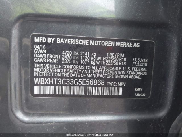 WBXHT3C33G5E56868 BMW X1 Xdrive28i