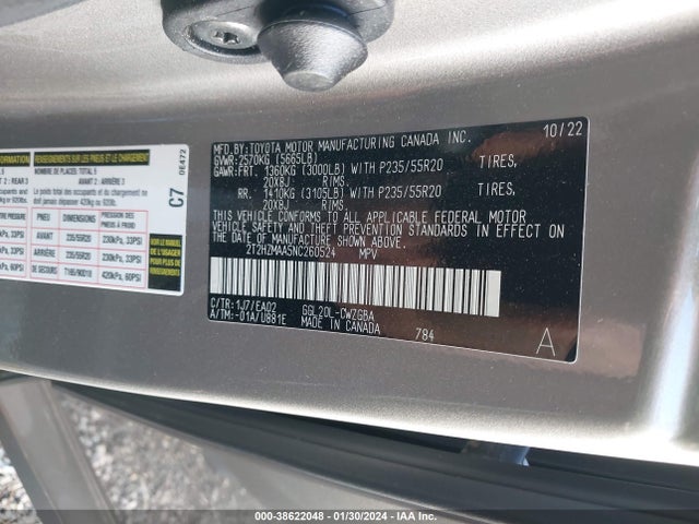 Lexus RX 350 2022 2T2HZMAA5NC260524 Image 9