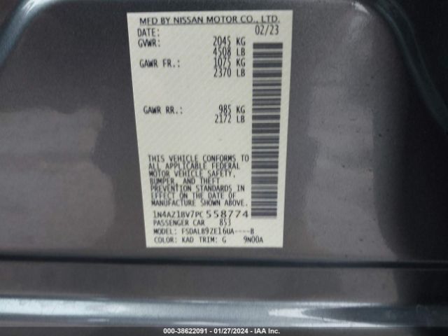 1N4AZ1BV7PC558774 Nissan Leaf S 40 Kwh