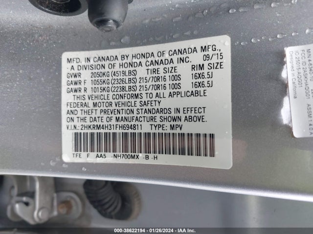 Honda CR-V LX 2015 2HKRM4H31FH694811 Image 9