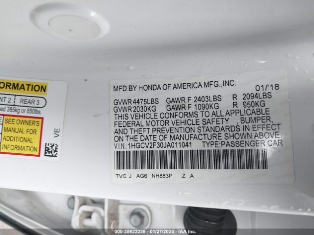 1HGCV2F30JA011041 Honda Accord Sport 2.0t