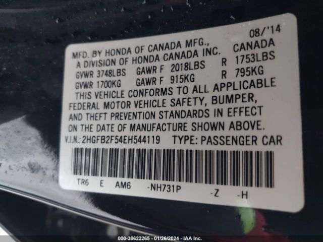 2HGFB2F54EH544119 Honda Civic Lx