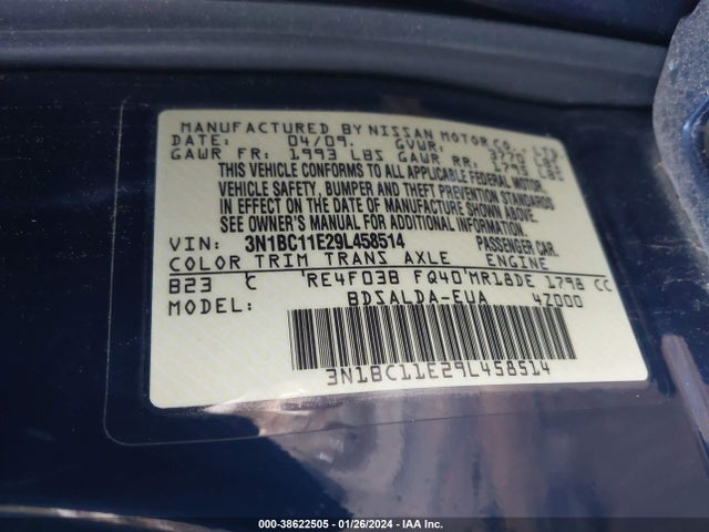 Продажа на аукционе авто 2009 Nissan Versa 1.8s, vin: 3N1BC11E29L458514, номер лота: 38622505