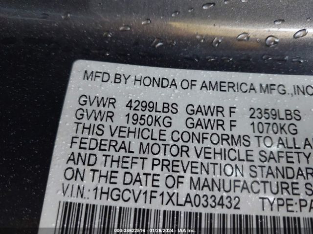 1HGCV1F1XLA033432 Honda ACCORD LX