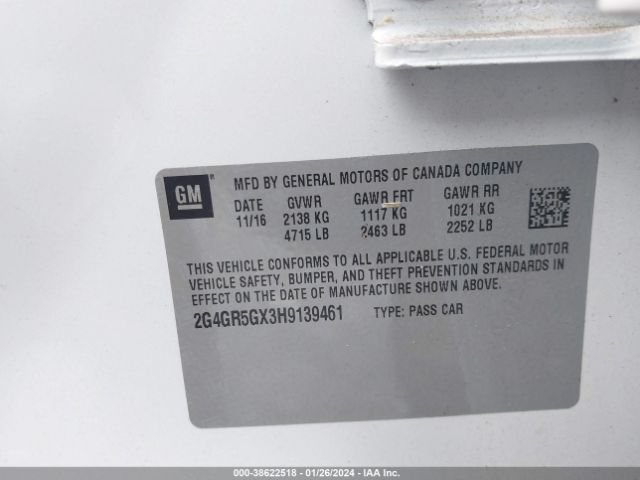 2G4GR5GX3H9139461 Buick Regal Turbo Premium Ii