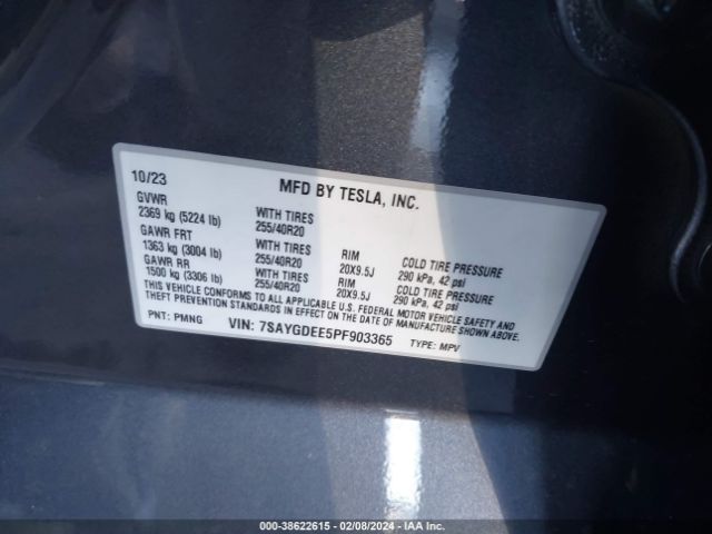 7SAYGDEE5PF903365 Tesla Model Y Awd/long Range Dual Motor All-wheel Drive