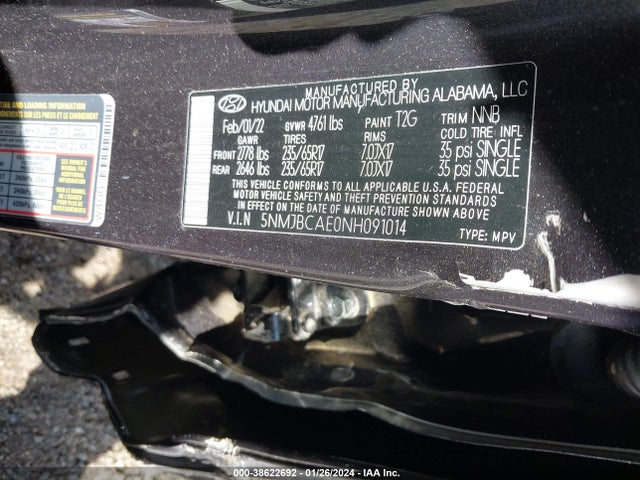 Hyundai TUCSON SEL 2022 5NMJBCAE0NH091014 Image 9