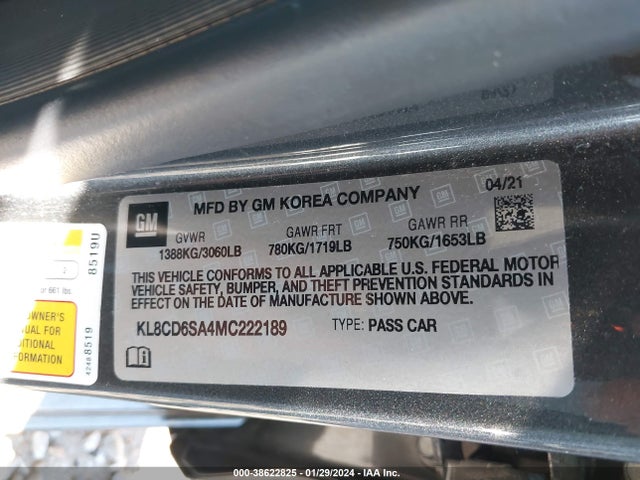Chevrolet Spark Fwd 1lt Automatic 2021 KL8CD6SA4MC222189 Image 9