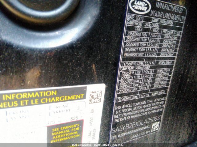 SALYB2EX3LA258633 Land Rover Range Rover Velar P250 S