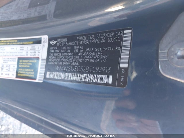 2011 MINI COOPER WMWSU3C52BT092913 Photo 8