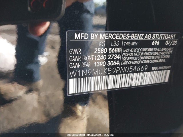 W1N9M0KB9PN054669 Mercedes-Benz Eqb 300 Suv 4matic