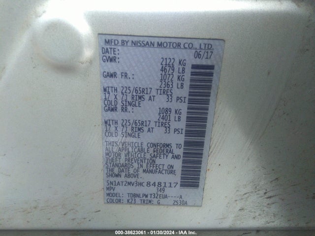 Nissan ROGUE S 2017 5N1AT2MV3HC848117 Image 9