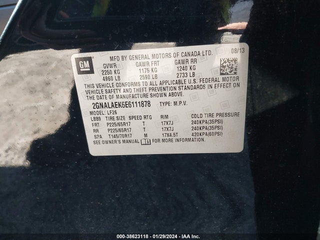 Chevrolet EQUINOX LS 2014 2GNALAEK6E6111878 Image 9