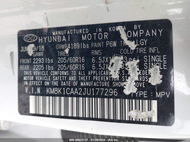Hyundai Kona Se 2018 KM8K1CAA2JU177296 Image 9